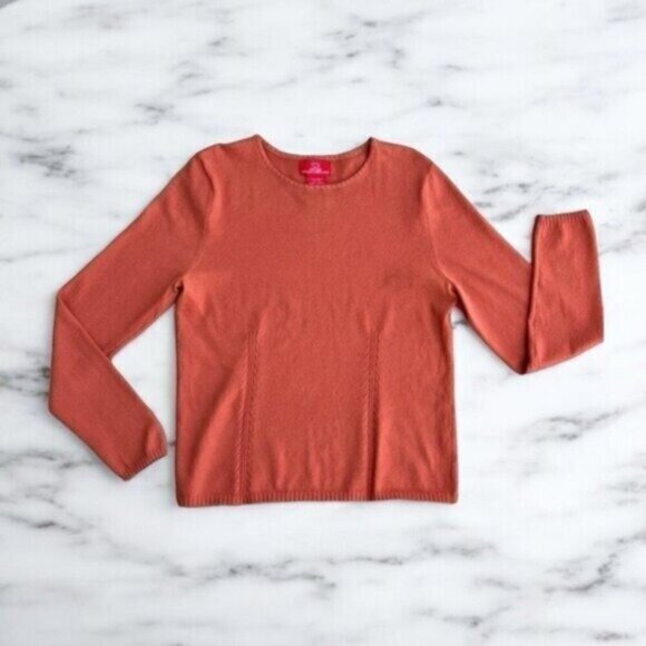 Oscar De La Renta Vintage Pullover Sweater Size Medium Burnt Orange Long Sleeves - Picture 2 of 16